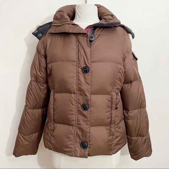 L.L. Bean Jackets & Blazers - L L BEAN goose down faux fur trim puffer coat M